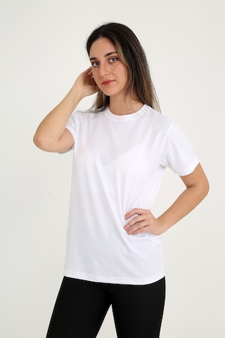 Rubadi Kadın Beyaz Tişört - %100 Pamuklu Bisiklet Yaka Kısa Kollu Baskısız Düz Renk Basic Model