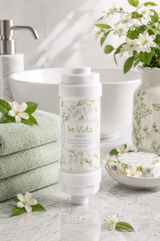 Jasmin C Vitaminli Aromatik Duş Filtresi - Saç Dökülme Karşıtı, Cilt Besleyici Klor Ve Kireç Arıtıcı Duş Filtresi 150gr Saydam