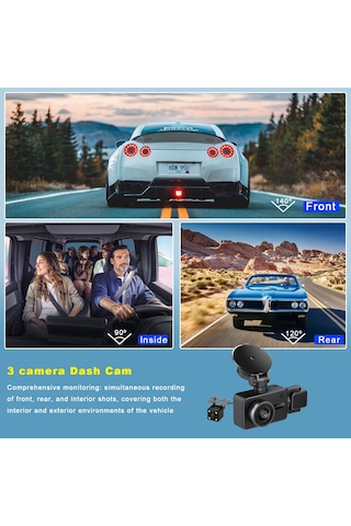 Çeşithane 3 Kanallı Wi-fi Araç İçi Kamera - 2.0 İnç Ekranlı, Full Hd 1080p Ön, Arka Ve İç Üçlü Lens