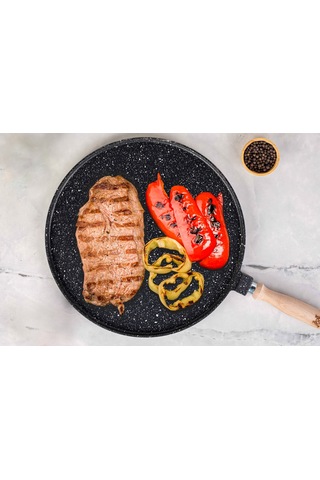 Meşeler Granit Döküm Çok Amaçlı Tava 35 CM Siyah