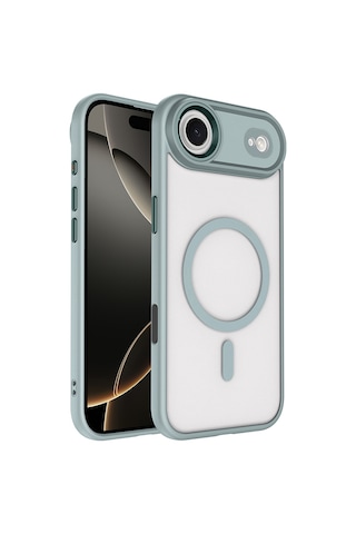 Subutu Apple Uyumlu iPhone 17 Air Kılıf Wireless Şarj Özellikli Zore Krom M-safe Silikon Kapak - Desert Gold Altın