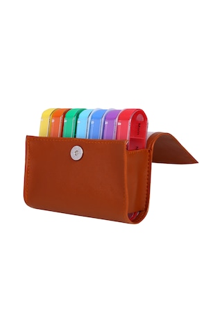 Qingmipy 7 Bölmeli Deri Haplık Organizatör: Haftalık Vitamin Ve İlaç Saklama Çantası Kahverengi Kahverengi