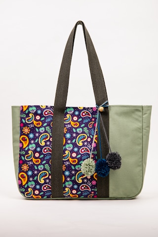 Fabric Craft Bag Omuz Çantası Kadın Duck Kumaş Desenli Büyük Boy Günlük Çanta Fıstık Yeşili