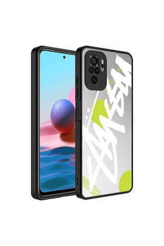 Xiaomi Redmi Note 10s Kılıf Aynalı Desenli Kamera Korumalı Parlak Zore Mirror Kapak Yazı
