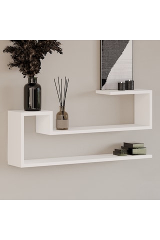 Ravi Dekoratif Duvar Rafı, Modern Kitaplık Ve Raf Ünitesi Beyaz