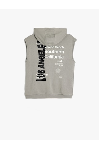 Koton Kapşonlu Yelek Cep Detaylı Fermuar Kapamalı Gri 5wkb30016tk Gri