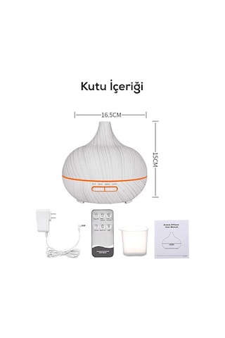 Aroma Difüzör Gece Işığı Beyaz Parke Desen 7 Led Nemlendirici Kumandalı 550 Ml Buhar Makinesi
