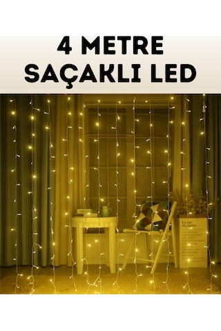 4 Metre Şelale Perde Led Işık Dış Mekan İç Mekan Uyumlu Diğer
