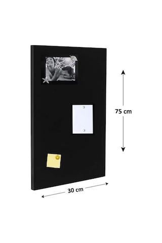 Dünya Magnet Magnet Panosu, Dekoratif Mıknatıslı Pano, Siyah, Metal Pano, 30x75 Cm Çok Renkli