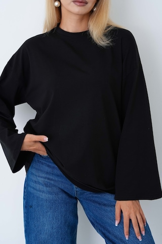 Herkesemoda Kadın Tesettüre Uygun Geniş Kollu Body Siyah