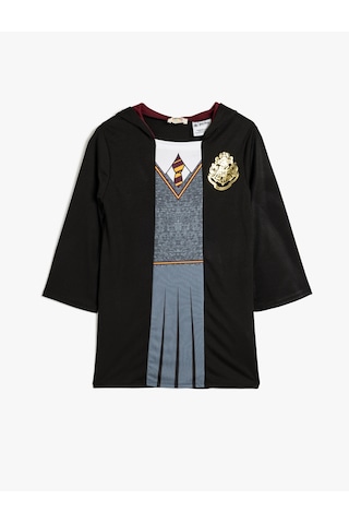 Koton Harry Potter Kostüm Elbise Lisanslı Kapşonlu Baskı Detaylı Uzun Kollu Siyah 5wkg80053ak Siyah