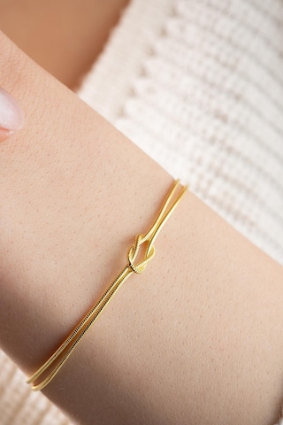 Nereze 925 Ayar Gümüş Gold Kaplama Düğüm Model Bileklik