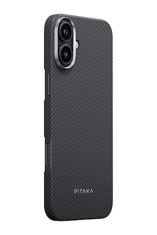 Apple Uyumlu iPhone 16 Kılıf Magsafeli 600d Aramid Fiber Pitaka Ultra-slim Classic Serisi Black-grey Twill