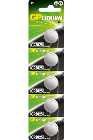 GP CR2025 3V Lityum Blister Düğme Pil 5'li
