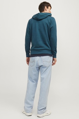 Jack & Jones Jjtıley Sweat Hood Ln Mavi Erkek Sweatshirt Mavi