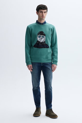 Mudo Erkek Erkek Yeşil Nakışlı Bisiklet Yaka Sweatshirt 1265073