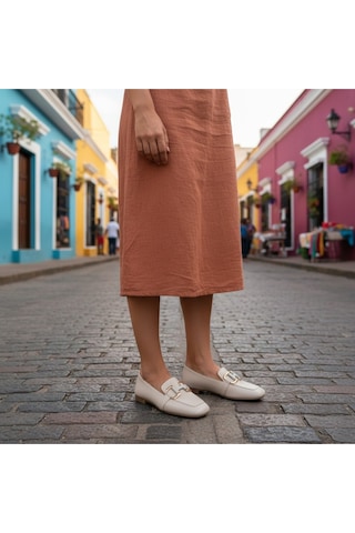Aska Shoes Shoes Günlük Tokalı Babet 2025aska001 Bej