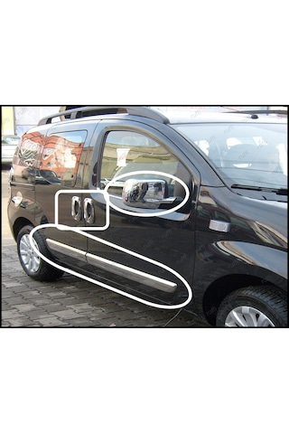 Fiat Fiorino 3'Lü Krom Set Yan Kapı Çıtası Kapı Kolu Ayna Kapağı N11.3256