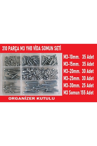 M3 Vida Somun Seti-310 Ad. Metrik 3 Mm.