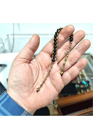 Oltutaşımarket Gürcistan Oltu Taşı Ve Altın Renk Hematit Taşı Zaza Tesbih 24,5 Cm