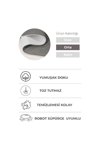 Lexus Antrasit Premium Halı & Yolluk Özel Kaymaz Tabanlı Yıkanabilir Tozumaz Modern Antrasit 2
