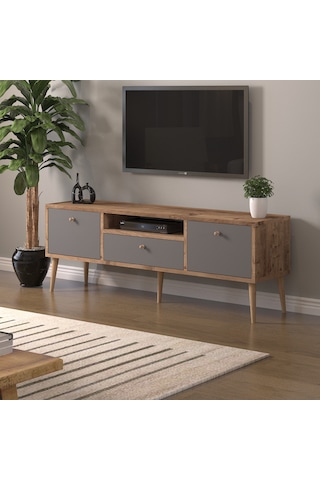 Mbes Mobilya Beyza Ahşap Ayaklı 140 Cm Atlantik -atrasit Tv Sehb