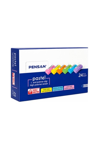 Pensan Pastel Renkli Silgi 1 Paket 24 Adet