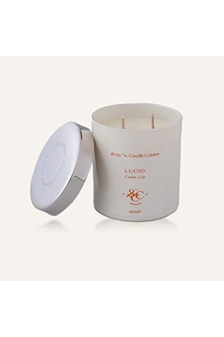 El Yapımı Soya Mumu, Cotton Lily Kokulu Ekru Cam Mum,%100 Vegan, Eco-friendly 300 Gr 11oz 50 x 22