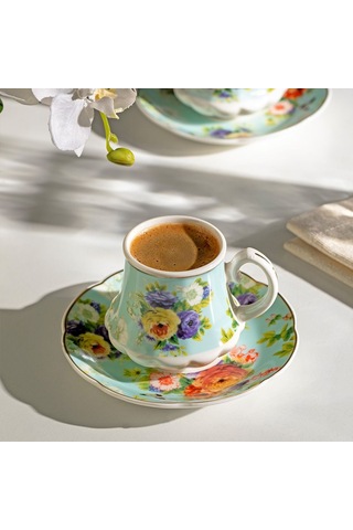 Nehir Masal 6 Kişilik 12 Parça Porselen Kahve Fincan Takımı