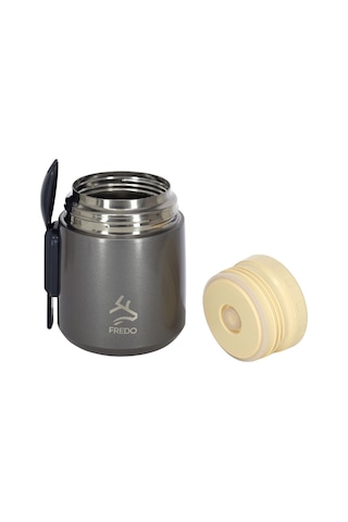 Duo Dine Bebek Metalik Gri Mama Kabı & Yemek Saklama Termosu, Mug - 8 Saat Sıcak, 12 Saat Soğuk Tutma 500 Ml Metalik Gri