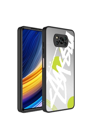 Noktaks - Poco X3 Uyumlu Kılıf Aynalı Desenli Kamera Korumalı Parlak Mirror Kapak - Yazı - T26835