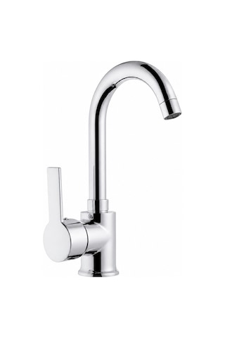 Delta Kuğu Boru Lavabo Bataryası Tek Kollu Banyo Armatürü, Krom