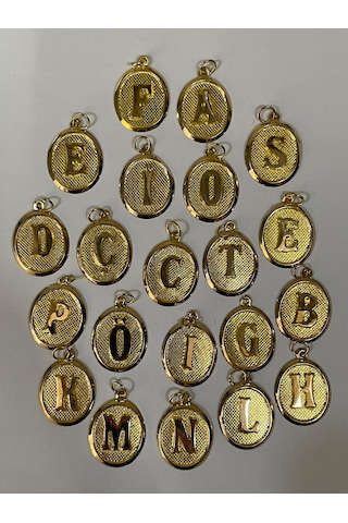 14 Ayar Altın Y Harfi Nostalji Oval Kolye Ucu