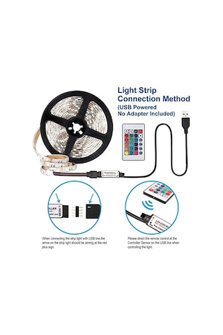 Shineyee Tv Arka Işık Seti Usb Led Şerit 2835 Tipi 16 Renkli Kumandalı 5m 300 Led Işık Kaynağı