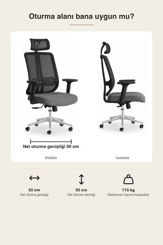 Upstyle Poyraz Başlıklı Fileli Ergonomik Çalışma Koltuğu Siyah Krom Koltuk 66 125 65 Cm