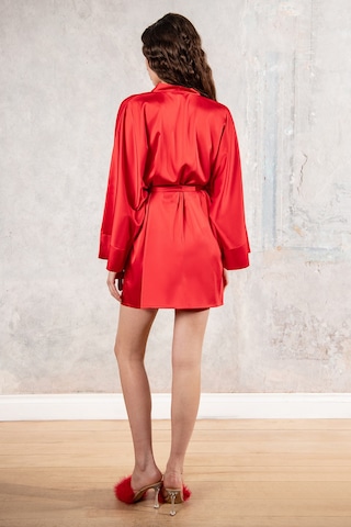 Fumee Kırmızı Kısa Saten Sabahlık / Kimono