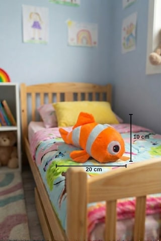 Mavi-yeşil Renkli Şirin Balık Figürlü Plüş Aksesuar - 20 Cm Yumuşacık Çocuk Yatak Eşlikçisi Hediye Konsepti Turuncu