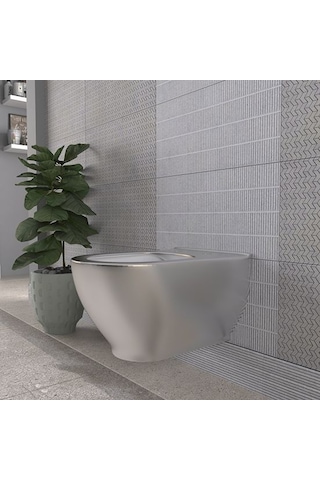 Lucco Garcia 53 CM Asma Klozet İçi Beyaz Dışı Platin