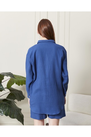 Soft Koton Kumaş Şort Gömlek Takım-3300-indigo İndigo