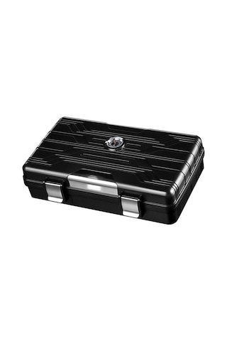 Lubinski Seyahat Tipi Puro Kutusu Humidor Siyah-gümüş 10cigar Lb-626