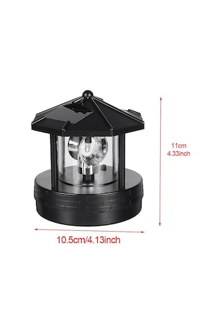 Güneş Enerjili Deniz Feneri, Led Işıklı Dekoratif Döner Güneş Enerjili Duman Kulesi, Bahçe, Çim, Veranda İçin Su Geçirmez Ip 44 Led Güneş Enerjili Işık, Siyah Diğer