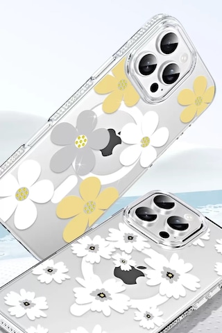 Apple iPhone Uyumlu 16 Pro Max Floral Magsafe Kapak - Sarı