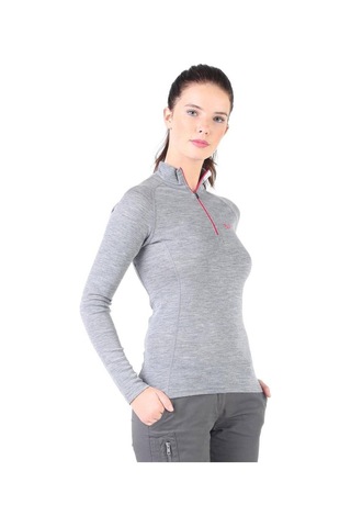 Woolona Vega Uzun Kollu Yarım Fermuar Kadın Sweatshirt Grey