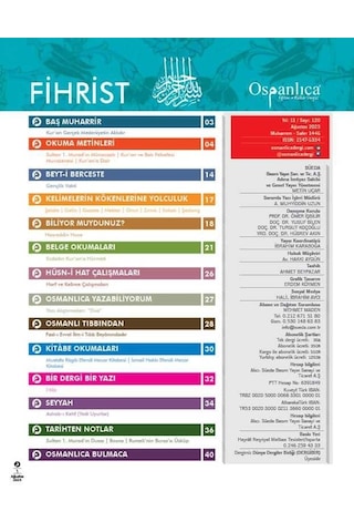 Ağustos 2023 Osmanlıca Dergisi