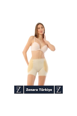 Zenara Kaymaz İz İç Göstermez Push Up Popo Kaldırıcı Şekillendiren Yandan Destekli Dolgulu Şort Korse Ten