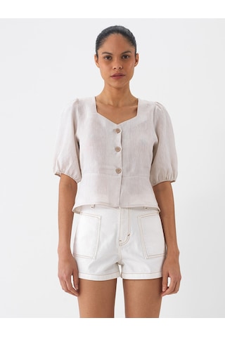 Xint Naturel %100 Keten Regular Fit Bluz 751075