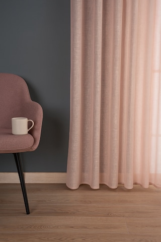 Estetik Modern Flamlı Dokulu Pileli Tül Perde Salon Oturma Odası Yatak Odası Çocuk Odası Pembe