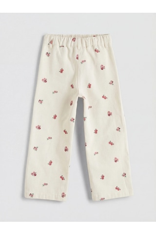 Lc Waikiki Ekru Çiçek Desenli Kız Çocuk Gabardin Pantolon