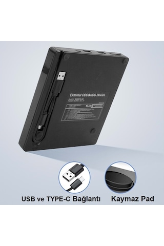 Alfalink AL-DVD20 USB + Type-C 3.0 Kart Okuyuculu Taşınabilir DVD Optik Sürücü