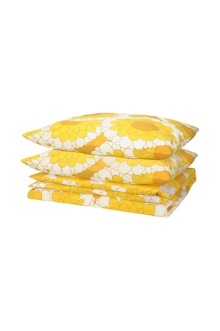 Ikea Kransmalva Çift Kişilik Nevresim Takımı 220 X 240 Cm Beyaz - Sarı